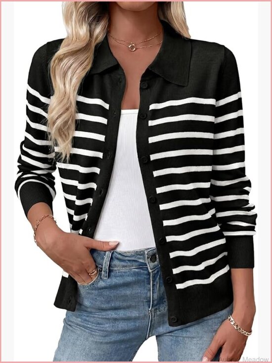 Sweaters - Lightweight Wool Blend Long Sleeve Lapel Collar Button Down Cardigan